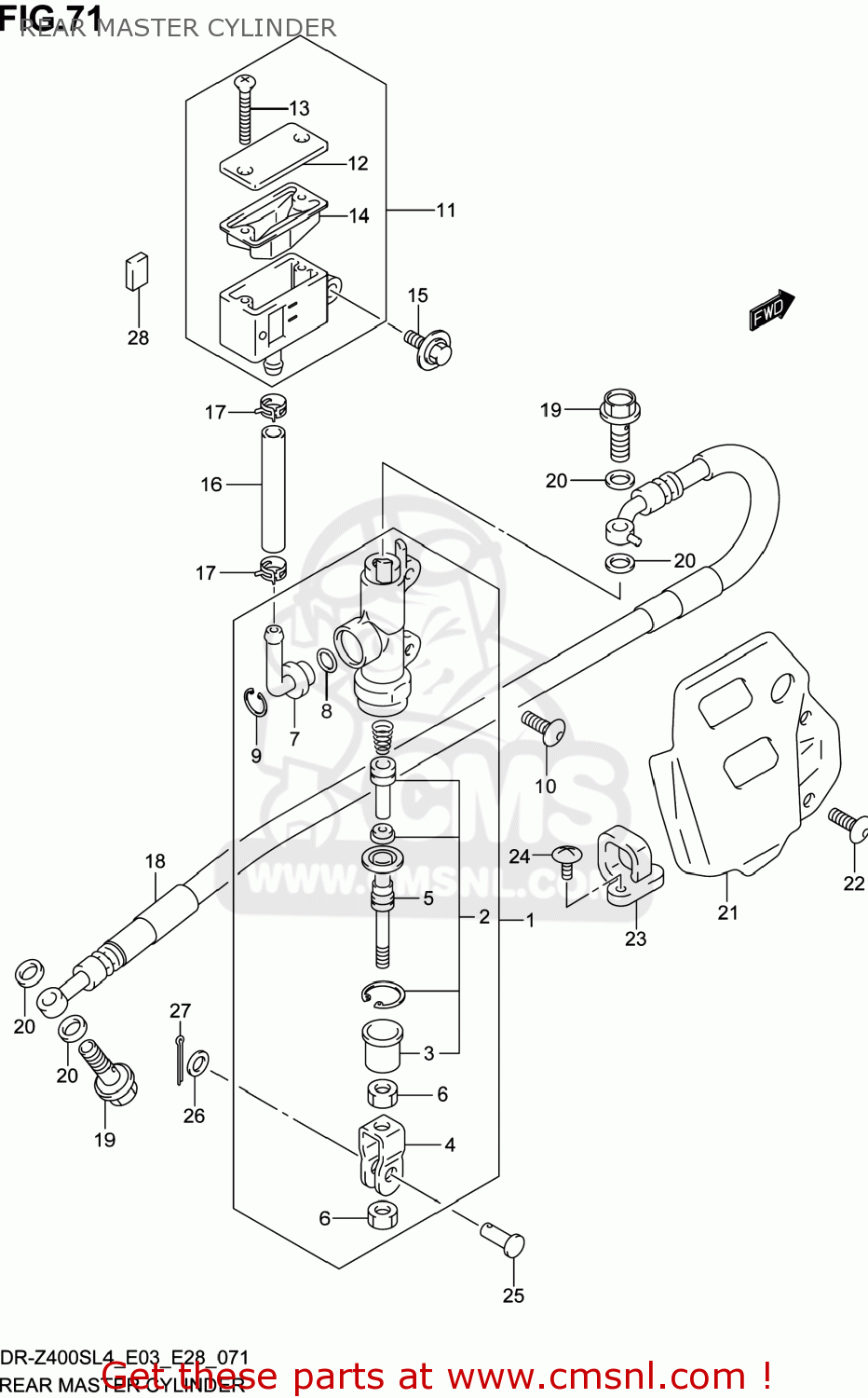 REAR MASTER CYLINDER DR-Z400S 2014 (L4) USA (E03) DRZ400S DR Z400S