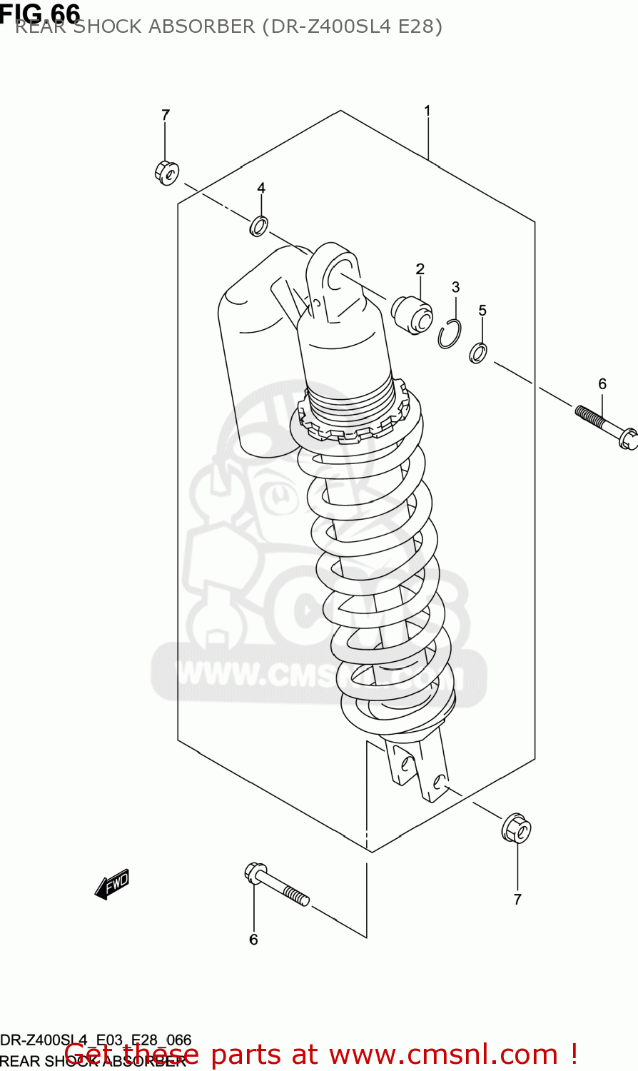 REAR SHOCK ABSORBER (DR-Z400SL4 E28) DR-Z400S 2014 (L4) USA (E03) DRZ400S DR Z400S