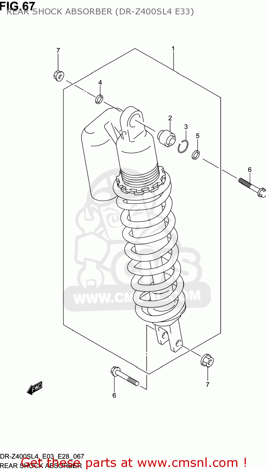 REAR SHOCK ABSORBER (DR-Z400SL4 E33) DR-Z400S 2014 (L4) USA (E03) DRZ400S DR Z400S