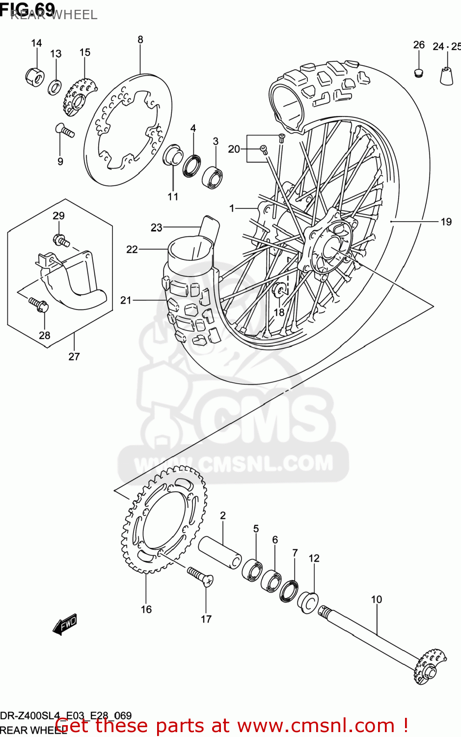 REAR WHEEL DR-Z400S 2014 (L4) USA (E03) DRZ400S DR Z400S