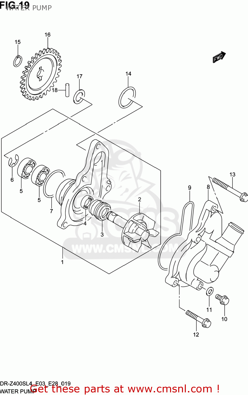 WATER PUMP DR-Z400S 2014 (L4) USA (E03) DRZ400S DR Z400S