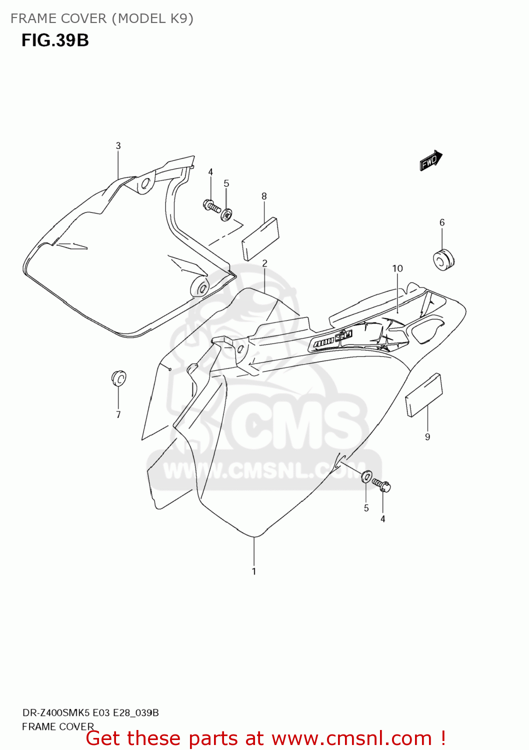 FRAME COVER (MODEL K9) DR-Z400SM 2005 (K5) USA (E03) DRZ400SM DR Z400SM