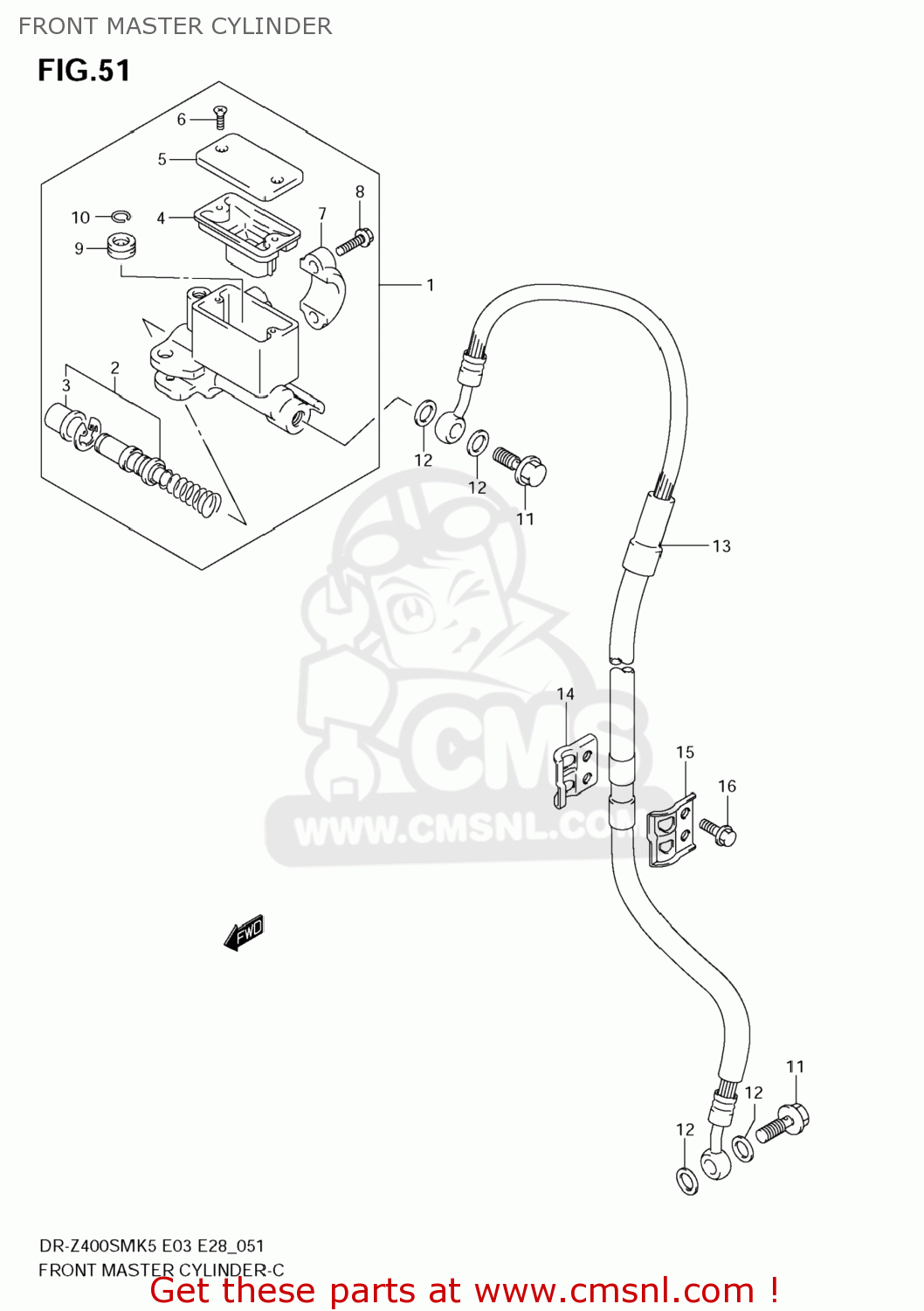 FRONT MASTER CYLINDER DR-Z400SM 2005 (K5) USA (E03) DRZ400SM DR Z400SM