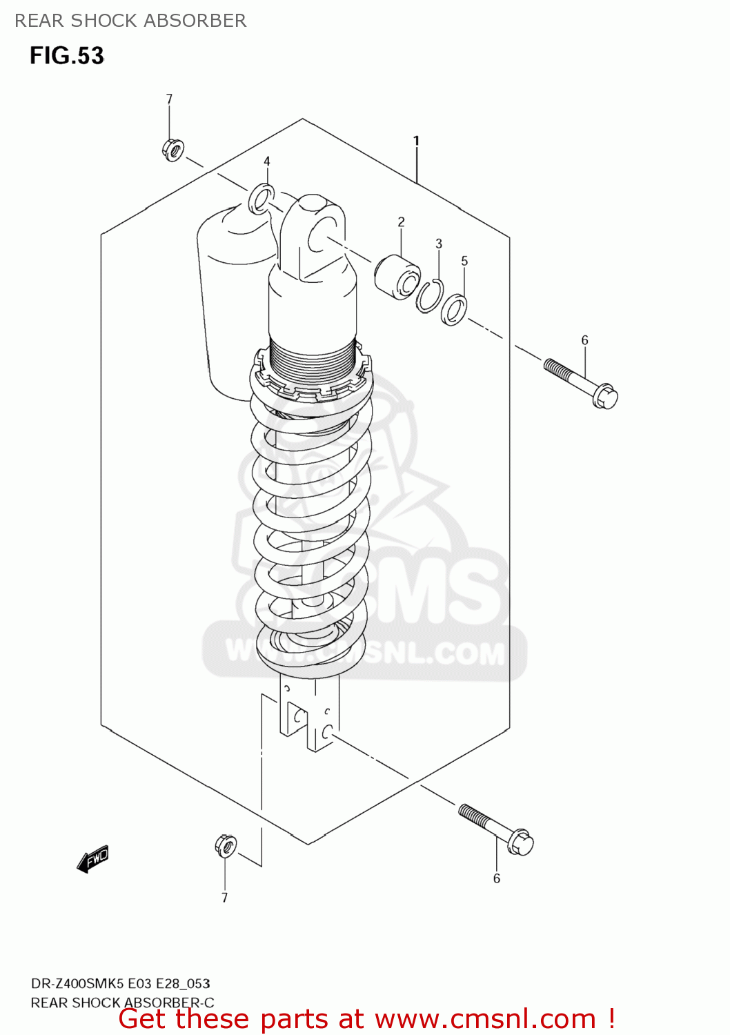 REAR SHOCK ABSORBER DR-Z400SM 2005 (K5) USA (E03) DRZ400SM DR Z400SM