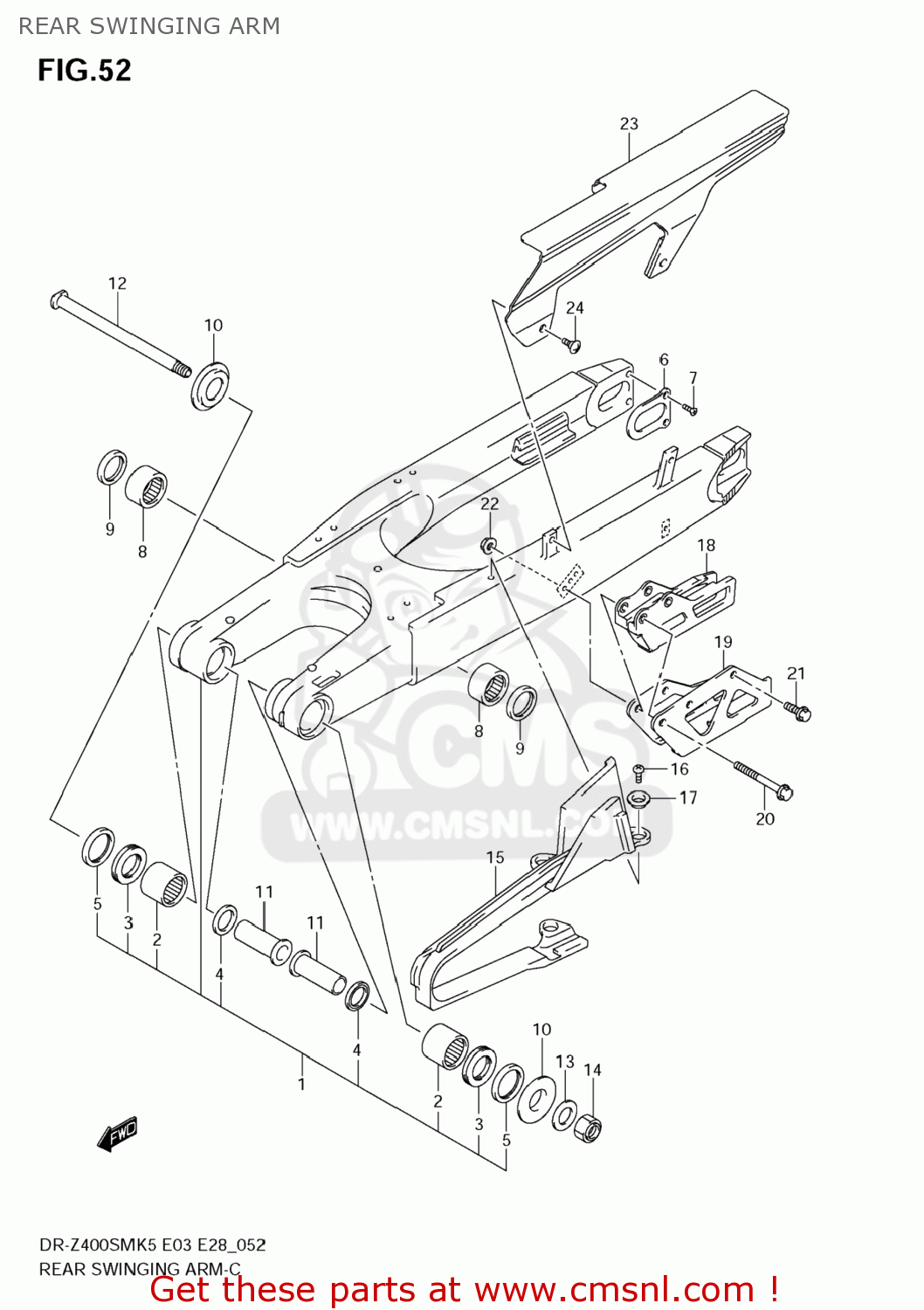 REAR SWINGING ARM DR-Z400SM 2005 (K5) USA (E03) DRZ400SM DR Z400SM