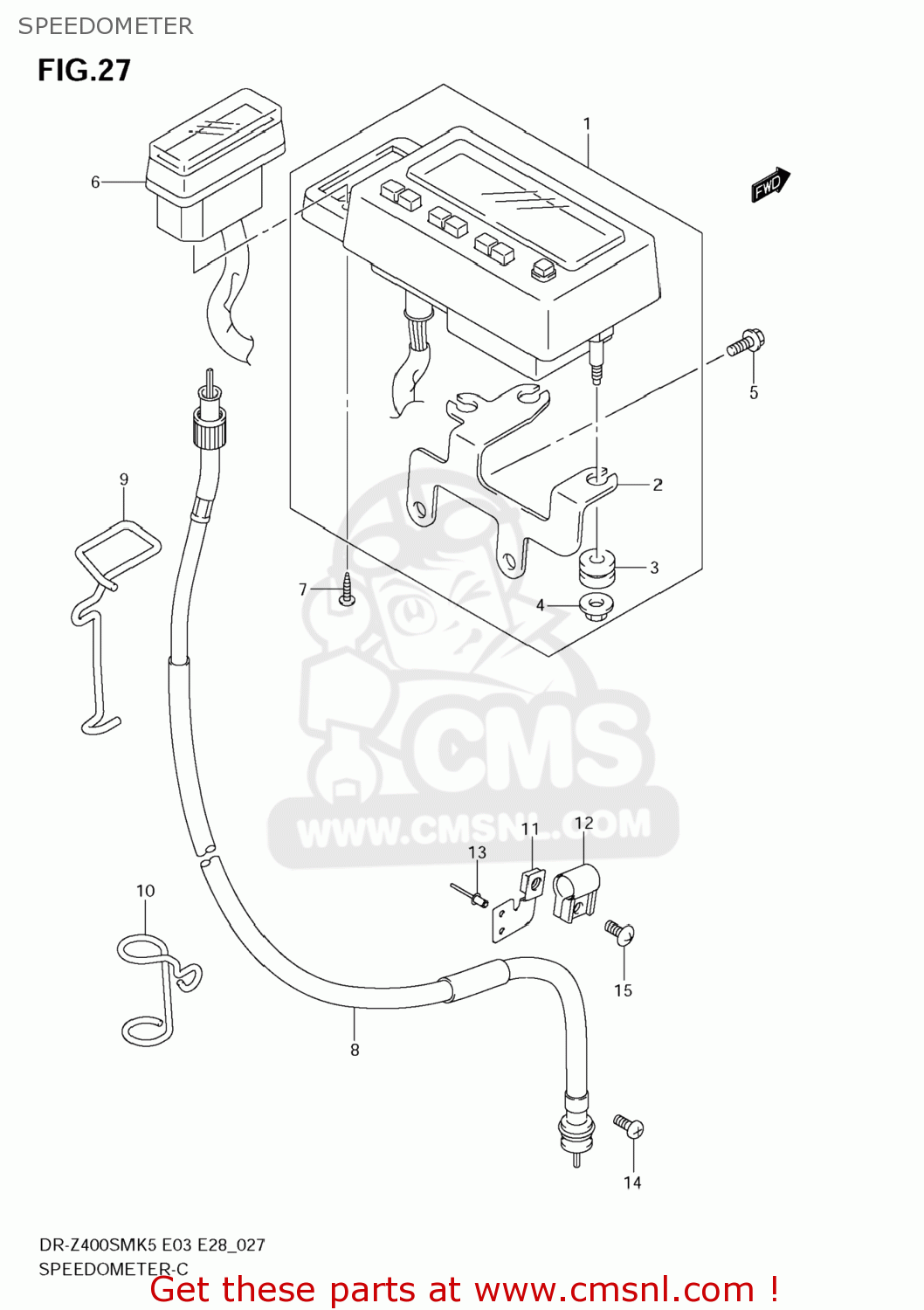 SPEEDOMETER DR-Z400SM 2005 (K5) USA (E03) DRZ400SM DR Z400SM