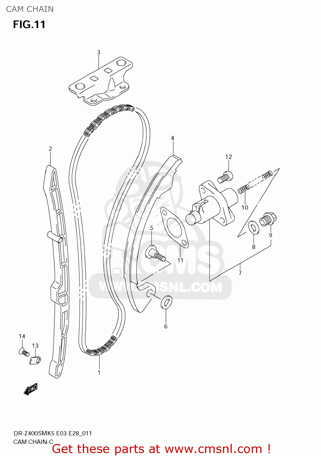 CAM CHAIN DR-Z400SM 2006 (K6) USA (E03) DRZ400SM DR Z400SM