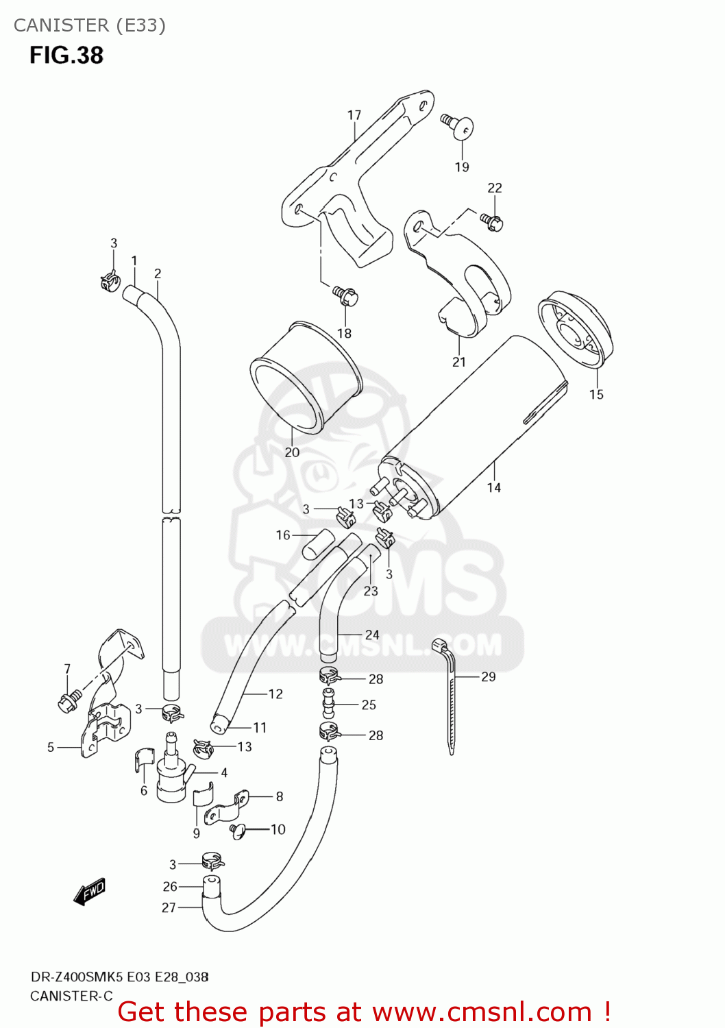 CANISTER (E33) DR-Z400SM 2006 (K6) USA (E03) DRZ400SM DR Z400SM