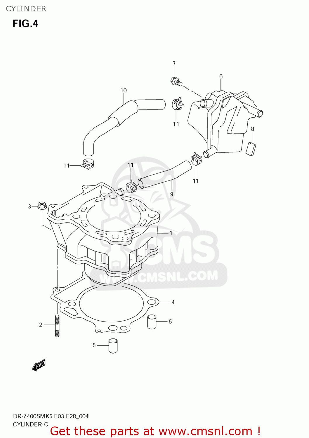 CYLINDER DR-Z400SM 2006 (K6) USA (E03) DRZ400SM DR Z400SM