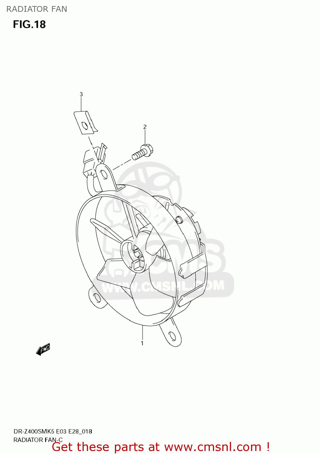 RADIATOR FAN DR-Z400SM 2006 (K6) USA (E03) DRZ400SM DR Z400SM