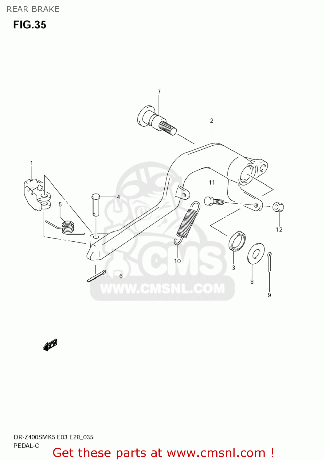 REAR BRAKE DR-Z400SM 2006 (K6) USA (E03) DRZ400SM DR Z400SM