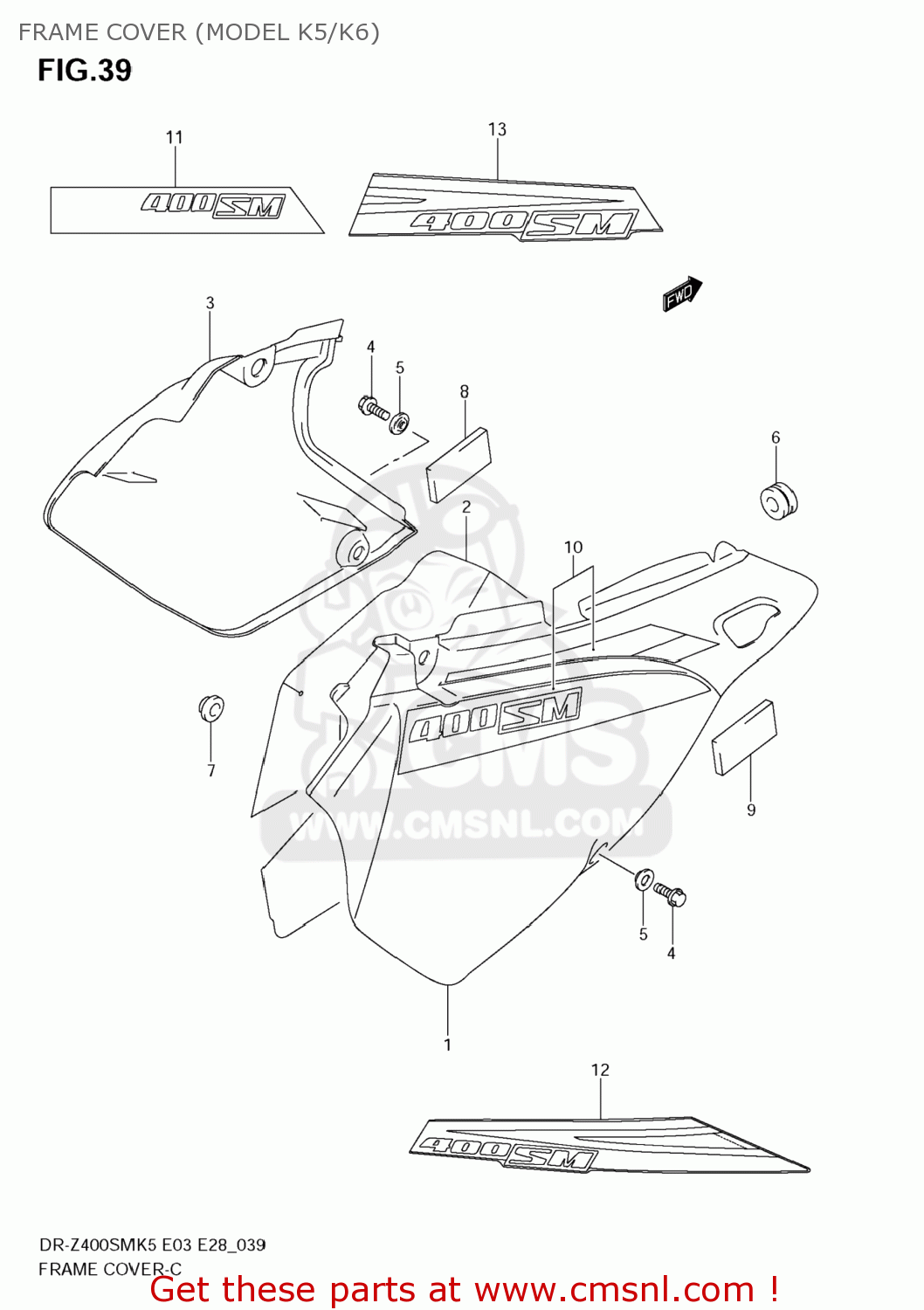 FRAME COVER (MODEL K5/K6) DR-Z400SM 2007 (K7) USA (E03) DRZ400SM DR Z400SM