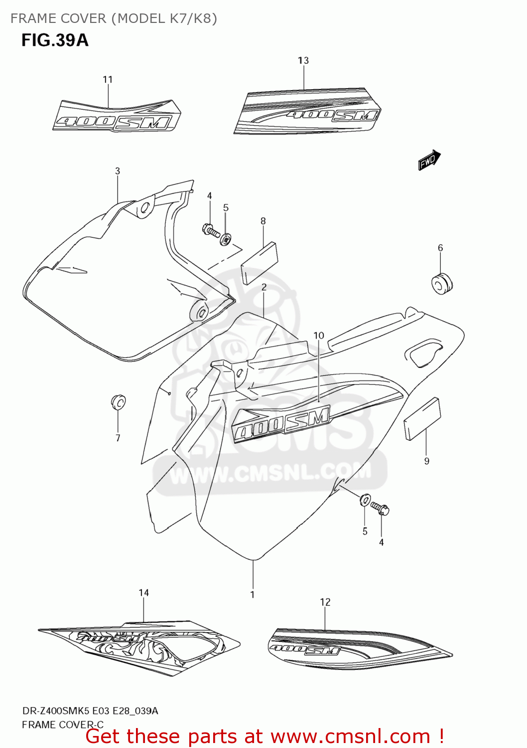 FRAME COVER (MODEL K7/K8) DR-Z400SM 2007 (K7) USA (E03) DRZ400SM DR Z400SM
