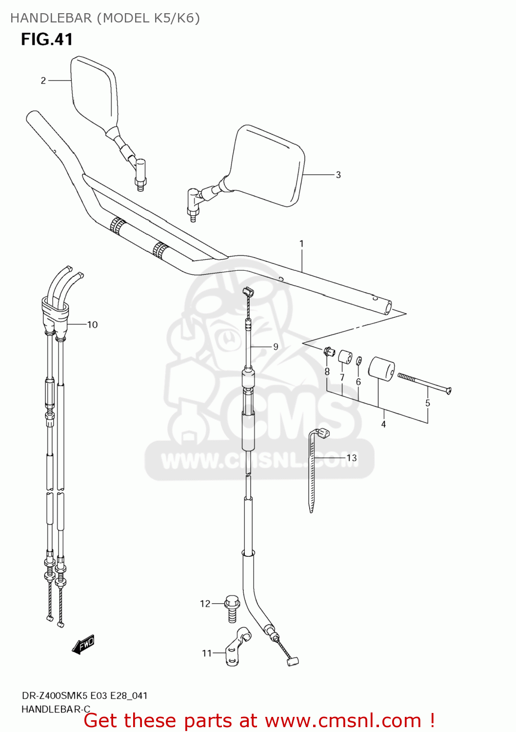 HANDLEBAR (MODEL K5/K6) DR-Z400SM 2007 (K7) USA (E03) DRZ400SM DR Z400SM