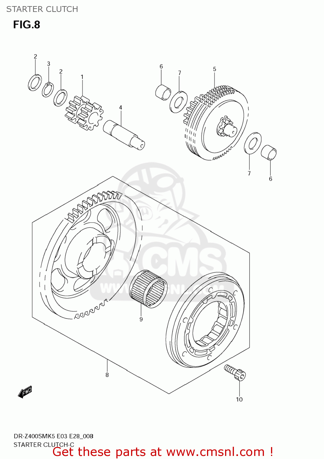 STARTER CLUTCH DR-Z400SM 2007 (K7) USA (E03) DRZ400SM DR Z400SM