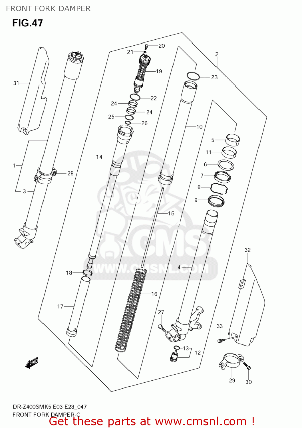 Suzuki DRZ400SM 2008 (K8) USA (E03) DRZ400SM DR Z400SM FRONT FORK