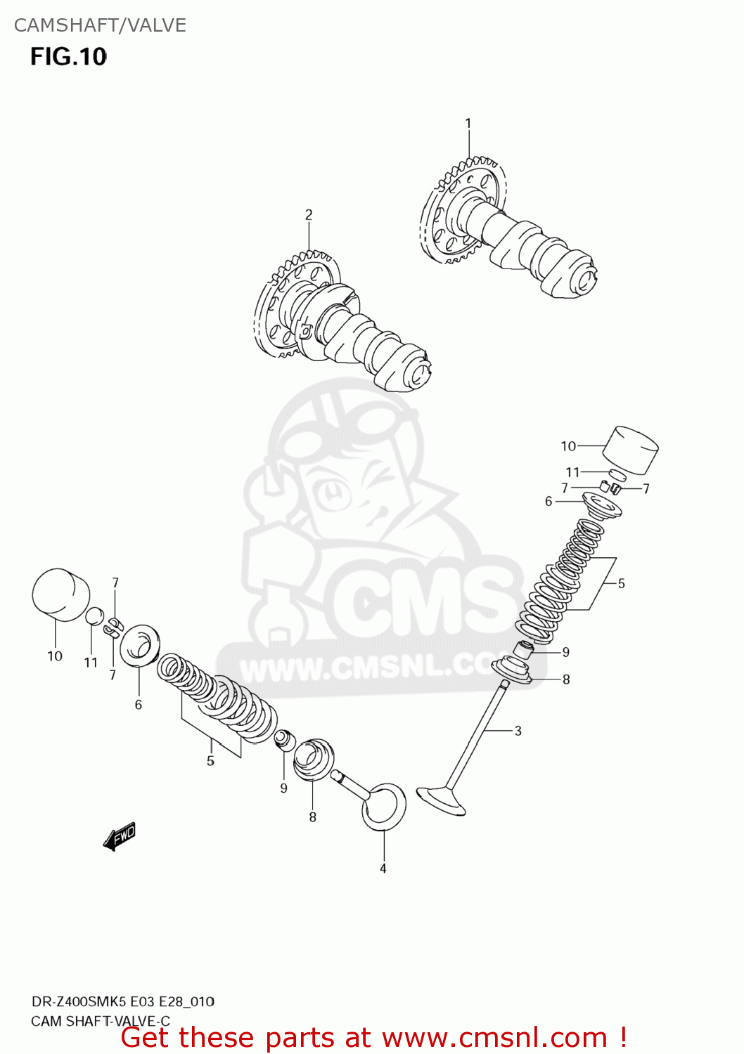 CAMSHAFT/VALVE DR-Z400SM 2008 (K8) USA (E03) DRZ400SM DR Z400SM