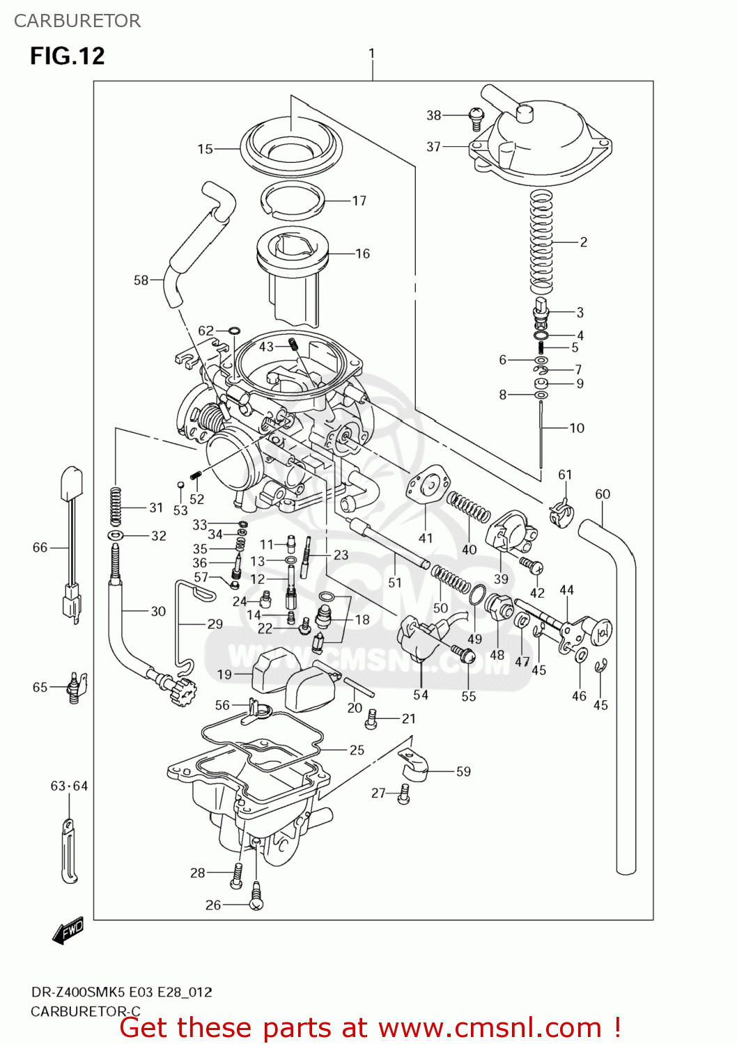 CARBURETOR DR-Z400SM 2008 (K8) USA (E03) DRZ400SM DR Z400SM