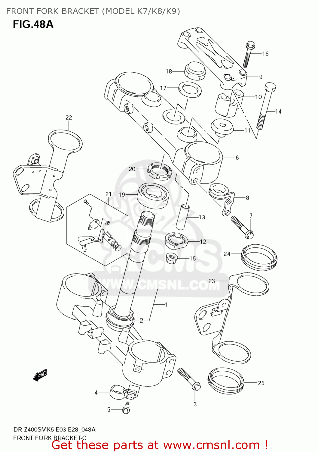 FRONT FORK BRACKET (MODEL K7/K8/K9) DR-Z400SM 2008 (K8) USA (E03) DRZ400SM DR Z400SM