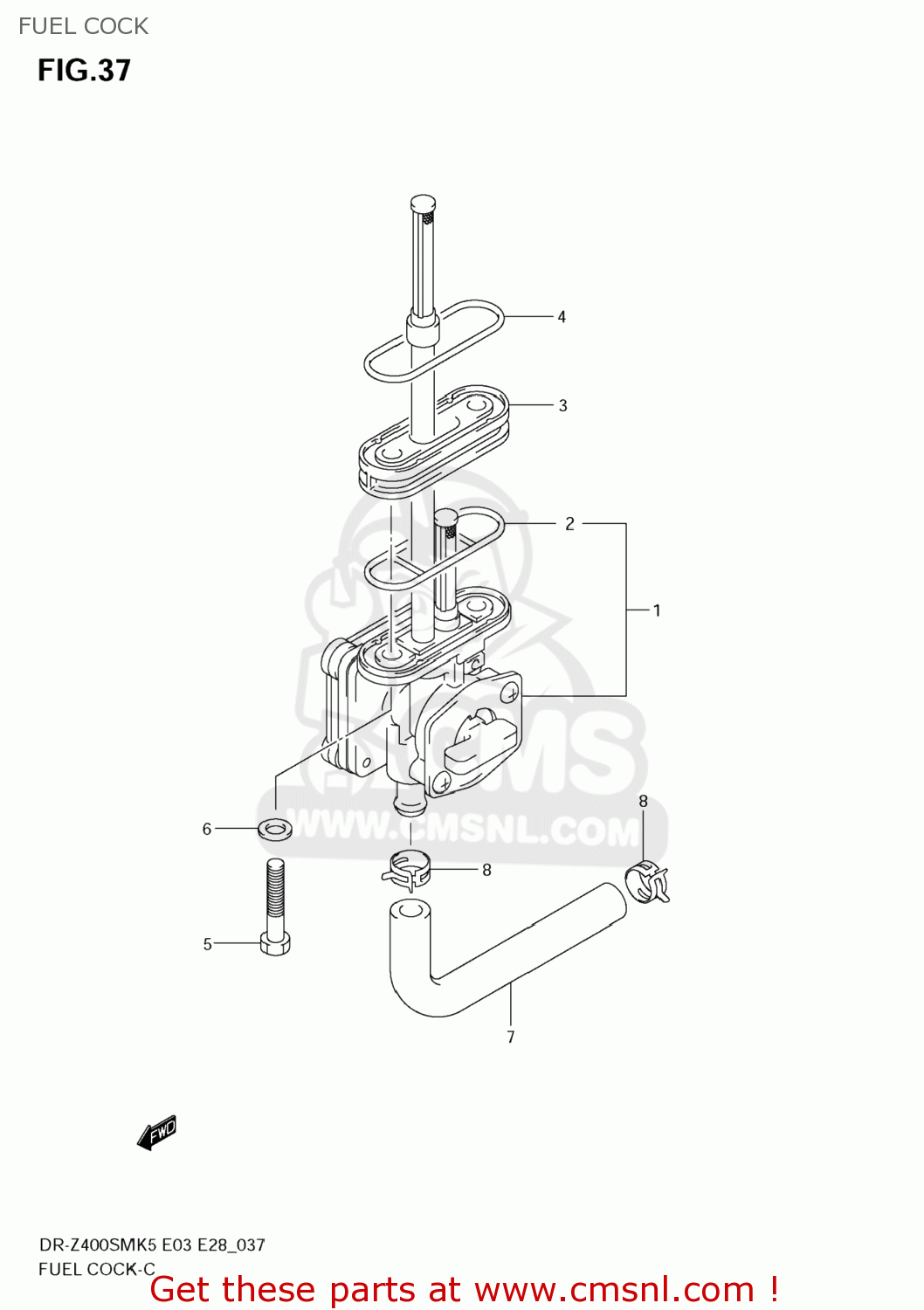 FUEL COCK DR-Z400SM 2008 (K8) USA (E03) DRZ400SM DR Z400SM