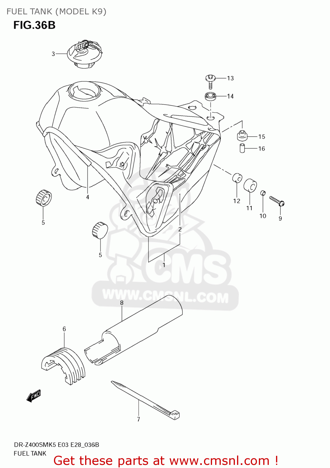 FUEL TANK (MODEL K9) DR-Z400SM 2008 (K8) USA (E03) DRZ400SM DR Z400SM