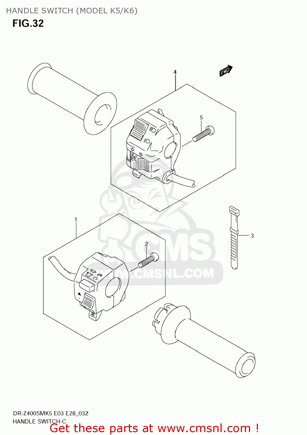 HANDLE SWITCH (MODEL K5/K6) DR-Z400SM 2008 (K8) USA (E03) DRZ400SM DR Z400SM