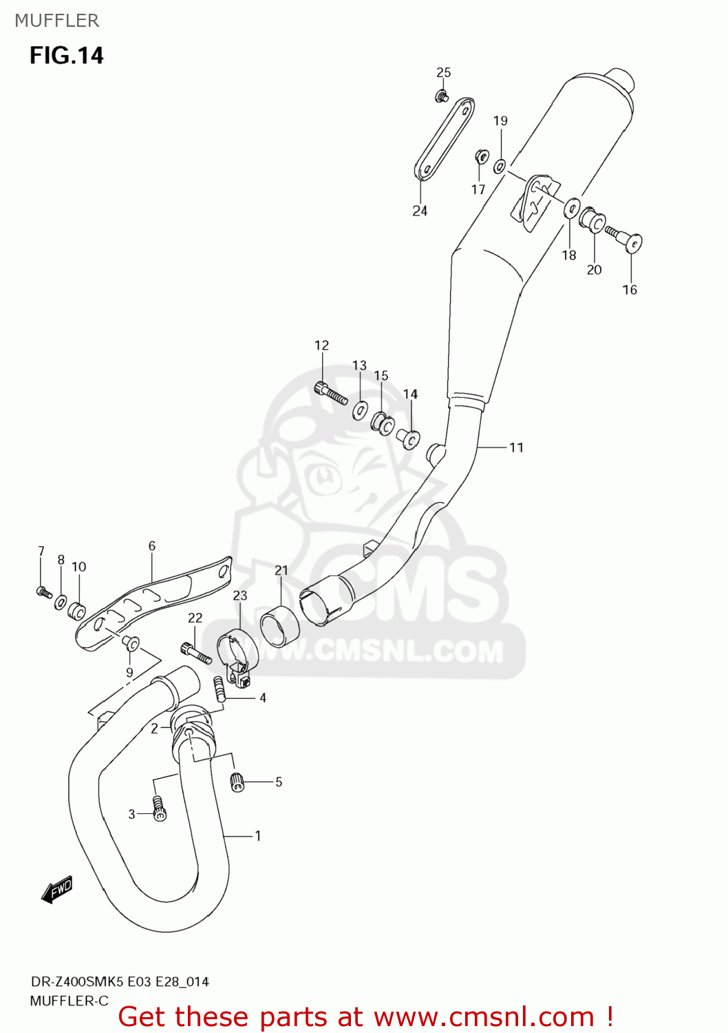 MUFFLER DR-Z400SM 2008 (K8) USA (E03) DRZ400SM DR Z400SM