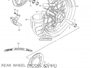 REAR WHEEL (MODEL K5/K6) - DR-Z400SM 2008 (K8) USA (E03) DRZ400SM DR Z400SM