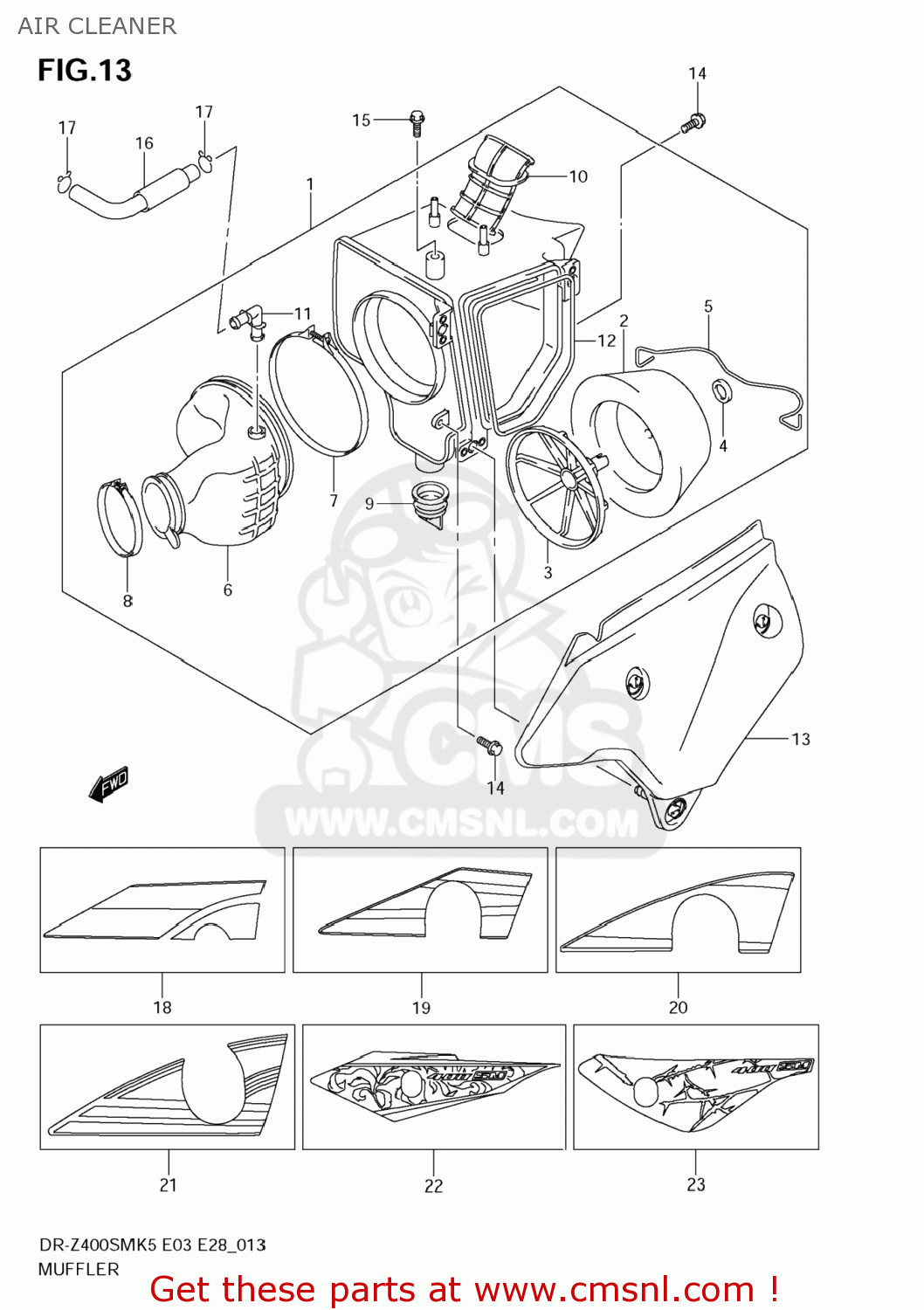 AIR CLEANER DR-Z400SM 2009 (K9) USA (E03) DRZ400SM DR Z400SM
