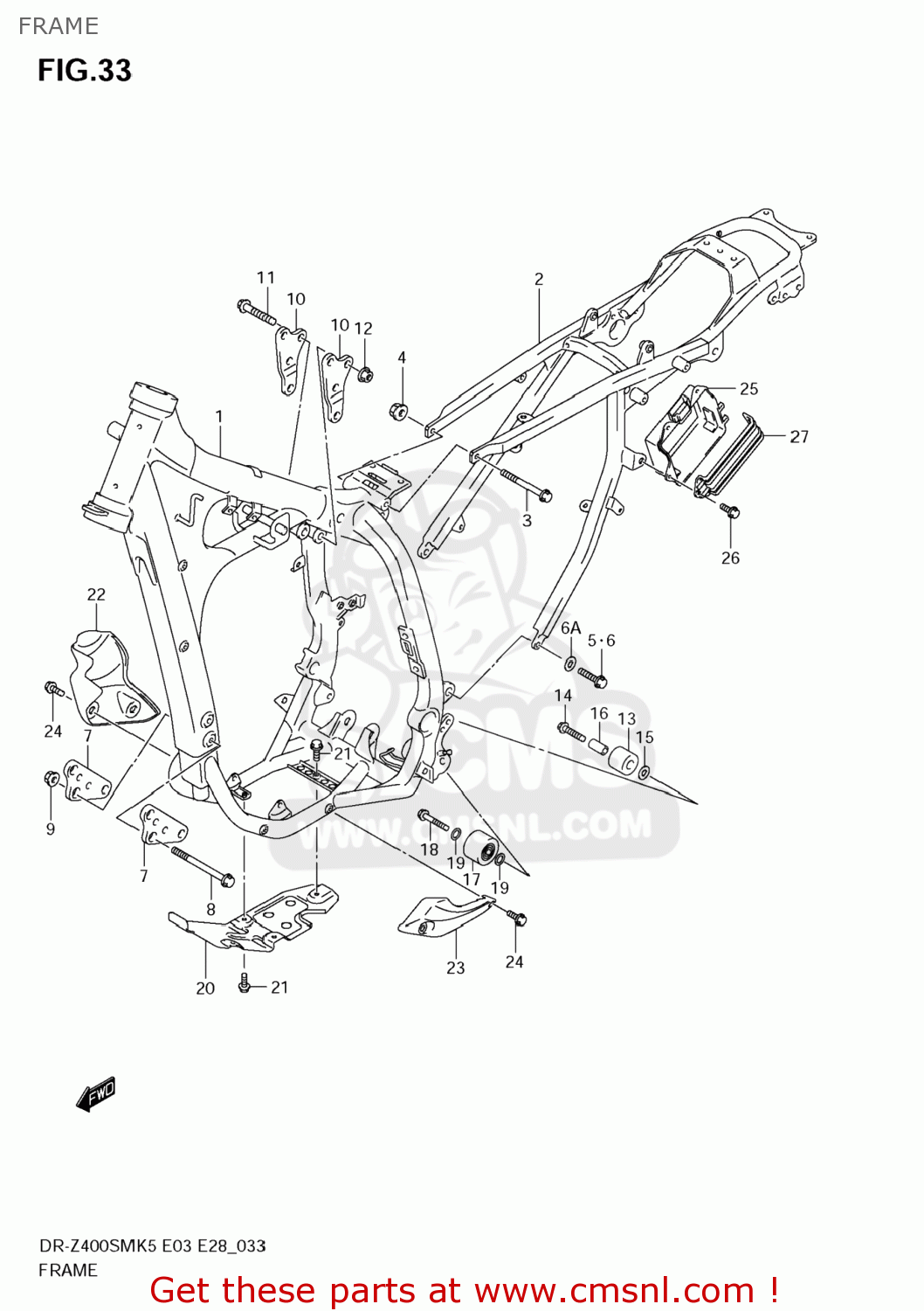 FRAME DR-Z400SM 2009 (K9) USA (E03) DRZ400SM DR Z400SM
