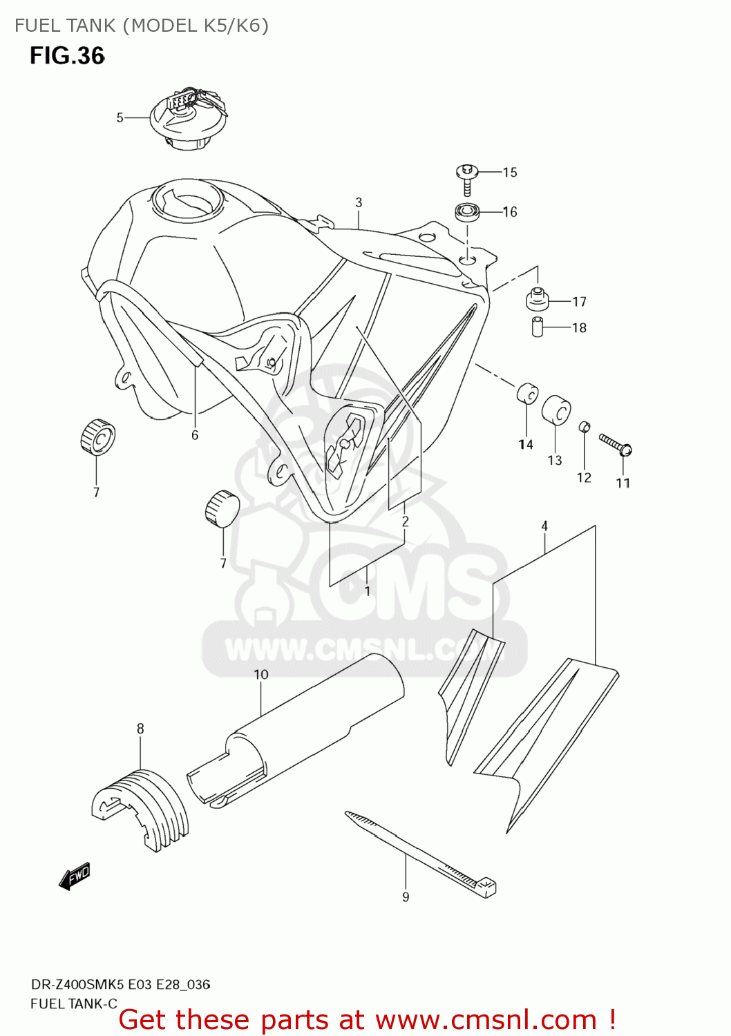 FUEL TANK (MODEL K5/K6) DR-Z400SM 2009 (K9) USA (E03) DRZ400SM DR Z400SM