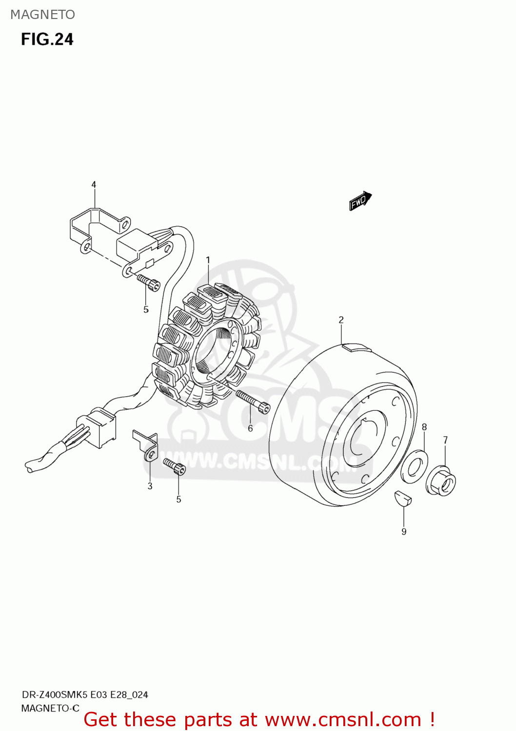 MAGNETO DR-Z400SM 2009 (K9) USA (E03) DRZ400SM DR Z400SM