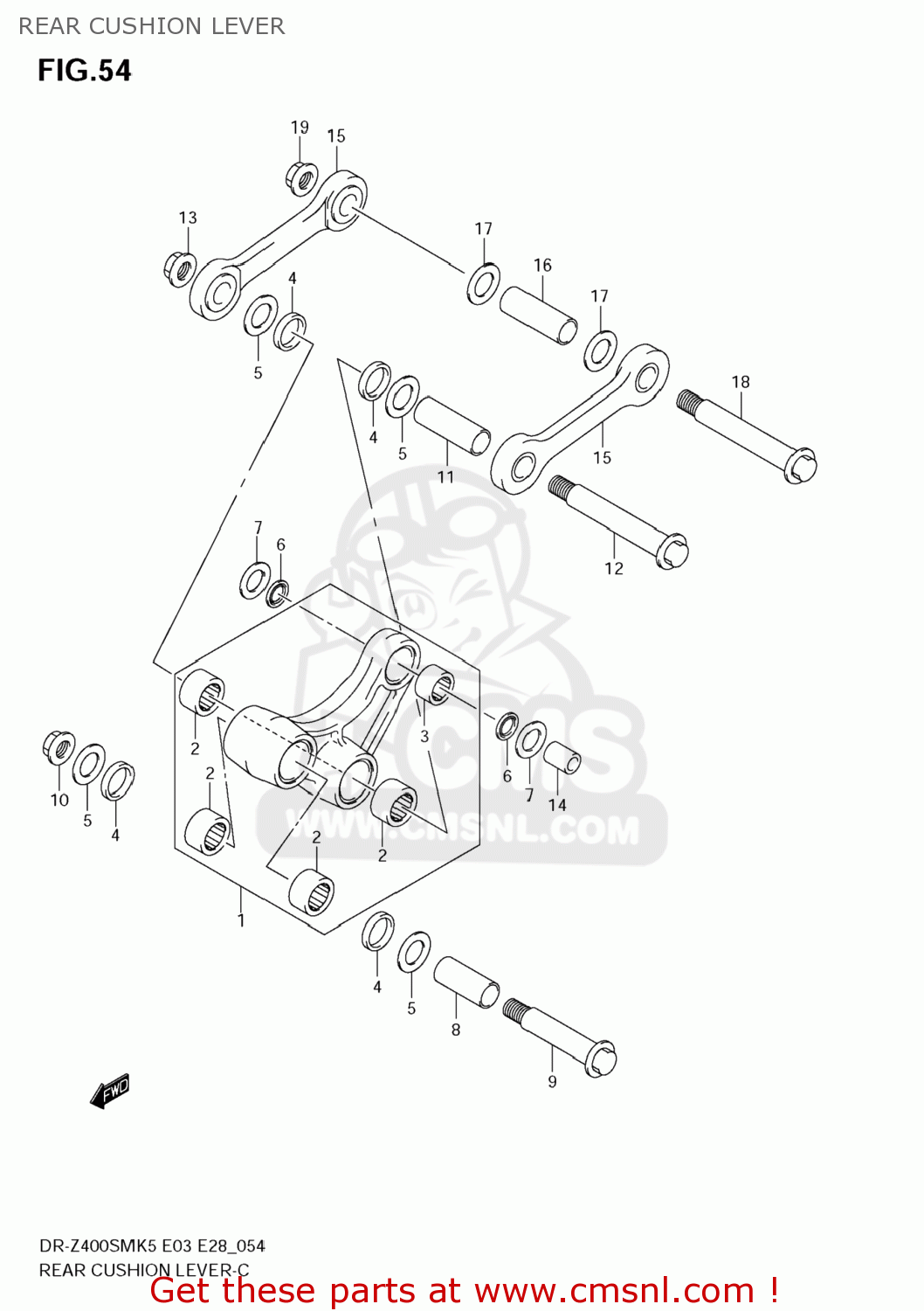 REAR CUSHION LEVER DR-Z400SM 2009 (K9) USA (E03) DRZ400SM DR Z400SM