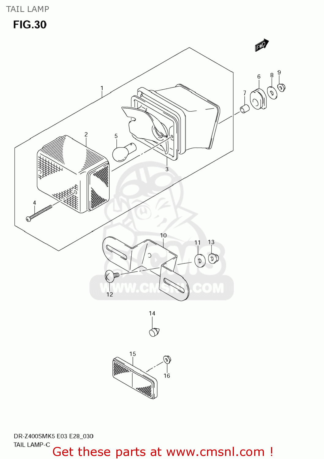 TAIL LAMP DR-Z400SM 2009 (K9) USA (E03) DRZ400SM DR Z400SM