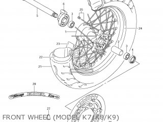 FRONT WHEEL (MODEL K7/K8/K9) - DR-Z400SM 2009 (K9) USA (E03) DRZ400SM DR Z400SM