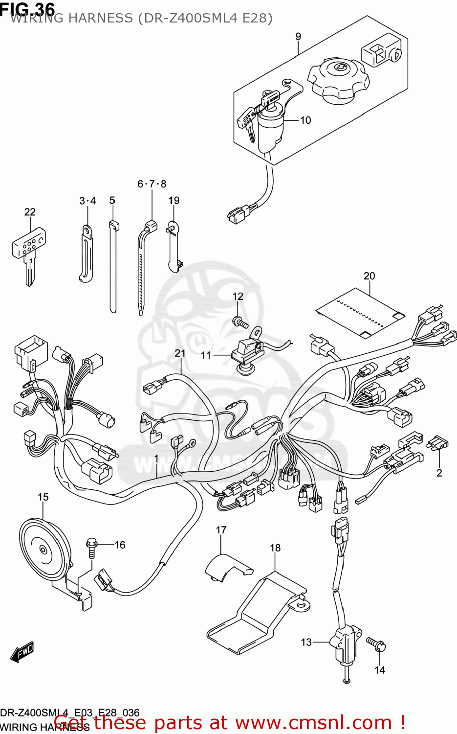 Suzuki DR-Z400SM 2014 (L4) USA (E03) DRZ400SM DR Z400SM WIRING HARNESS ...