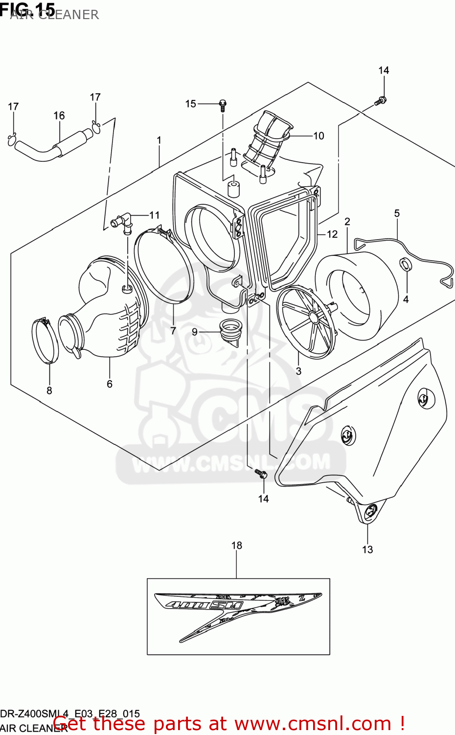 AIR CLEANER DR-Z400SM 2014 (L4) USA (E03) DRZ400SM DR Z400SM
