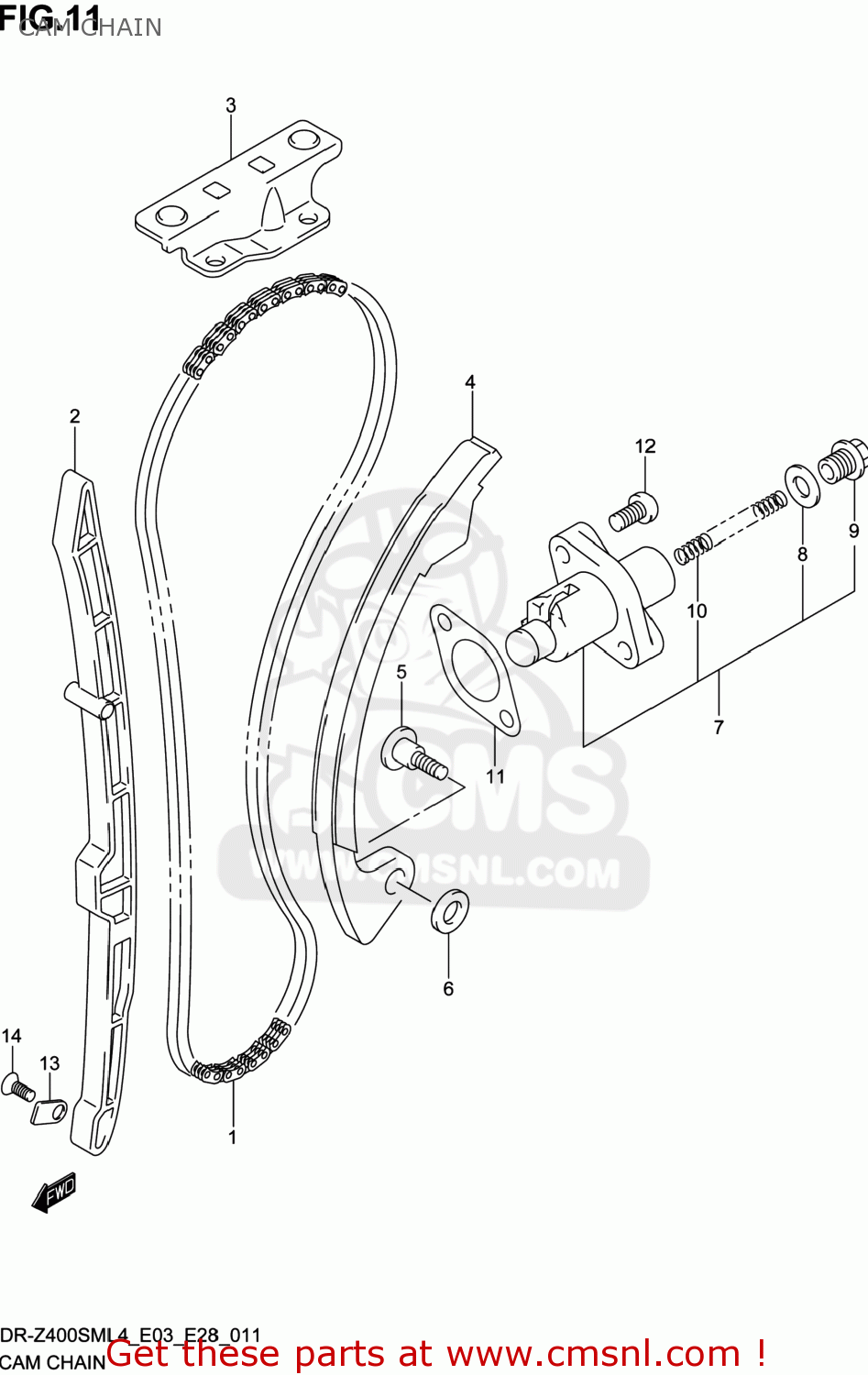 CAM CHAIN DR-Z400SM 2014 (L4) USA (E03) DRZ400SM DR Z400SM