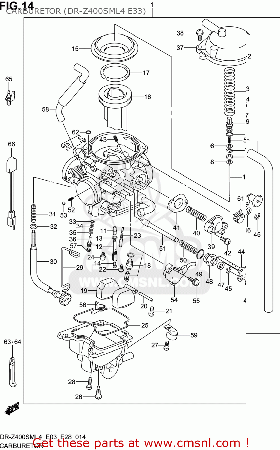 CARBURETOR (DR-Z400SML4 E33) DR-Z400SM 2014 (L4) USA (E03) DRZ400SM DR Z400SM