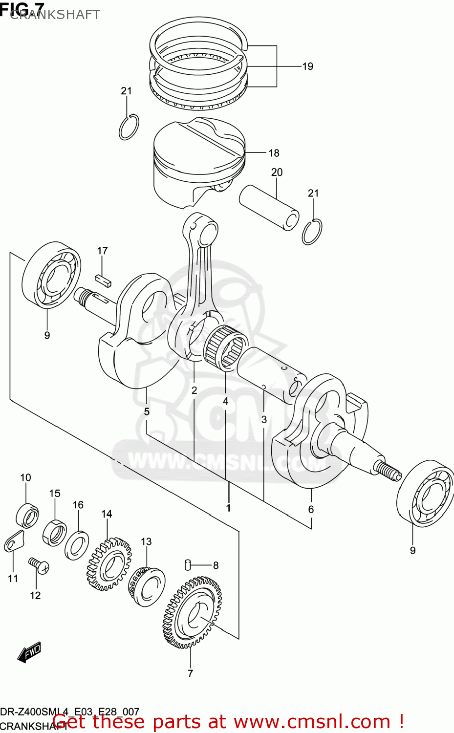 CRANKSHAFT DR-Z400SM 2014 (L4) USA (E03) DRZ400SM DR Z400SM