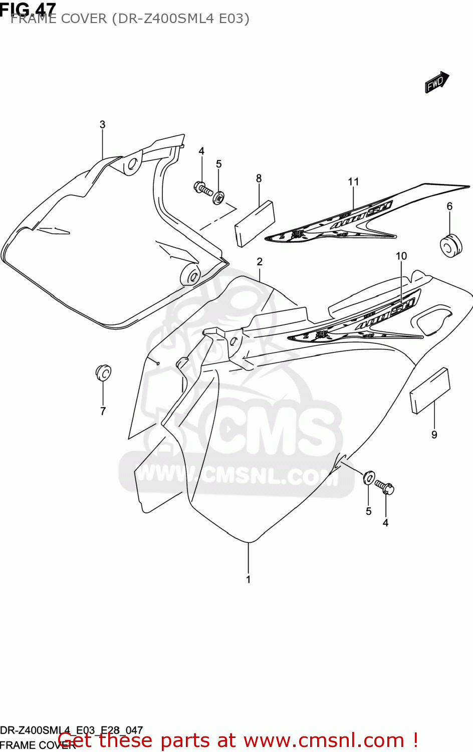FRAME COVER (DR-Z400SML4 E03) DR-Z400SM 2014 (L4) USA (E03) DRZ400SM DR Z400SM