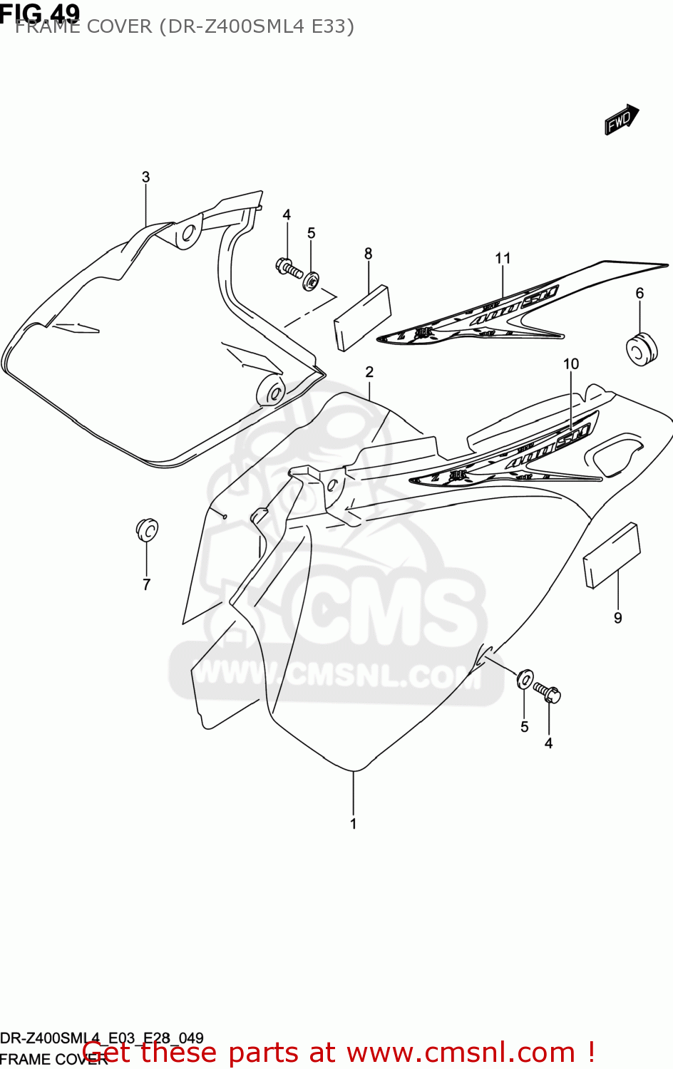 FRAME COVER (DR-Z400SML4 E33) DR-Z400SM 2014 (L4) USA (E03) DRZ400SM DR Z400SM