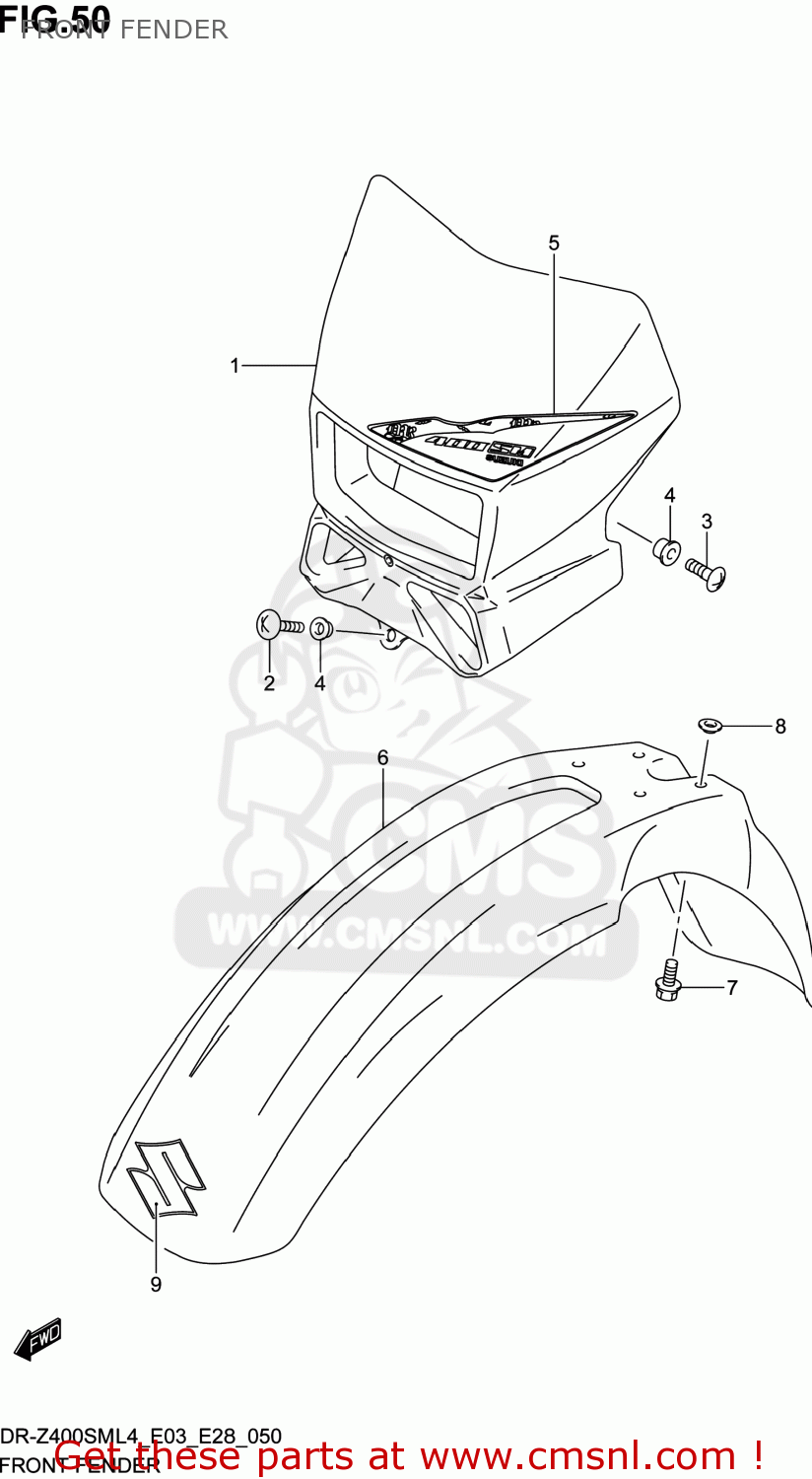 FRONT FENDER DR-Z400SM 2014 (L4) USA (E03) DRZ400SM DR Z400SM