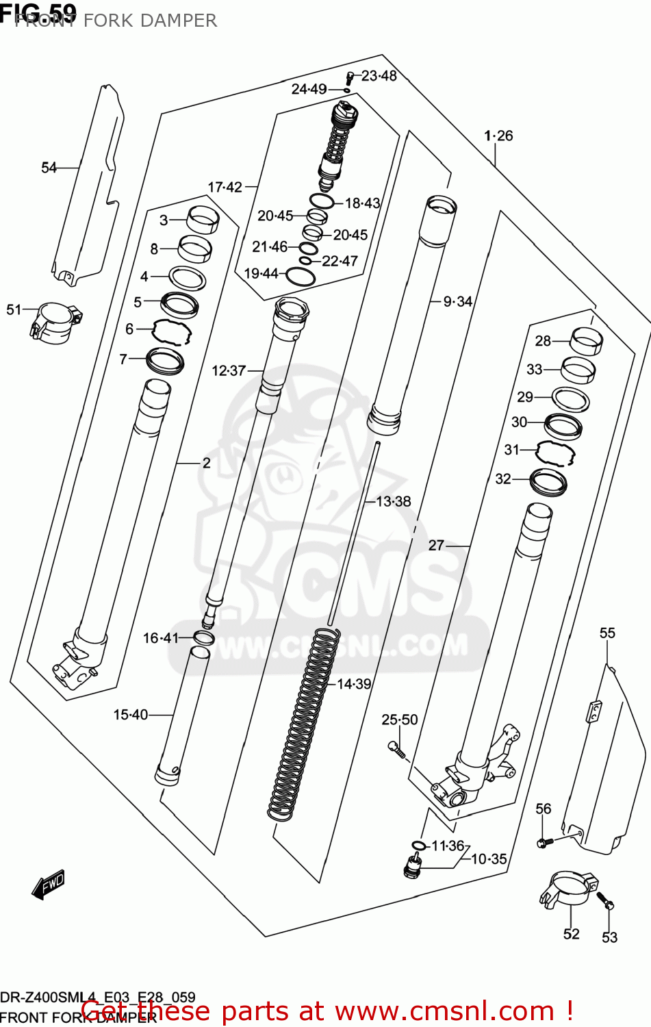 FRONT FORK DAMPER DR-Z400SM 2014 (L4) USA (E03) DRZ400SM DR Z400SM