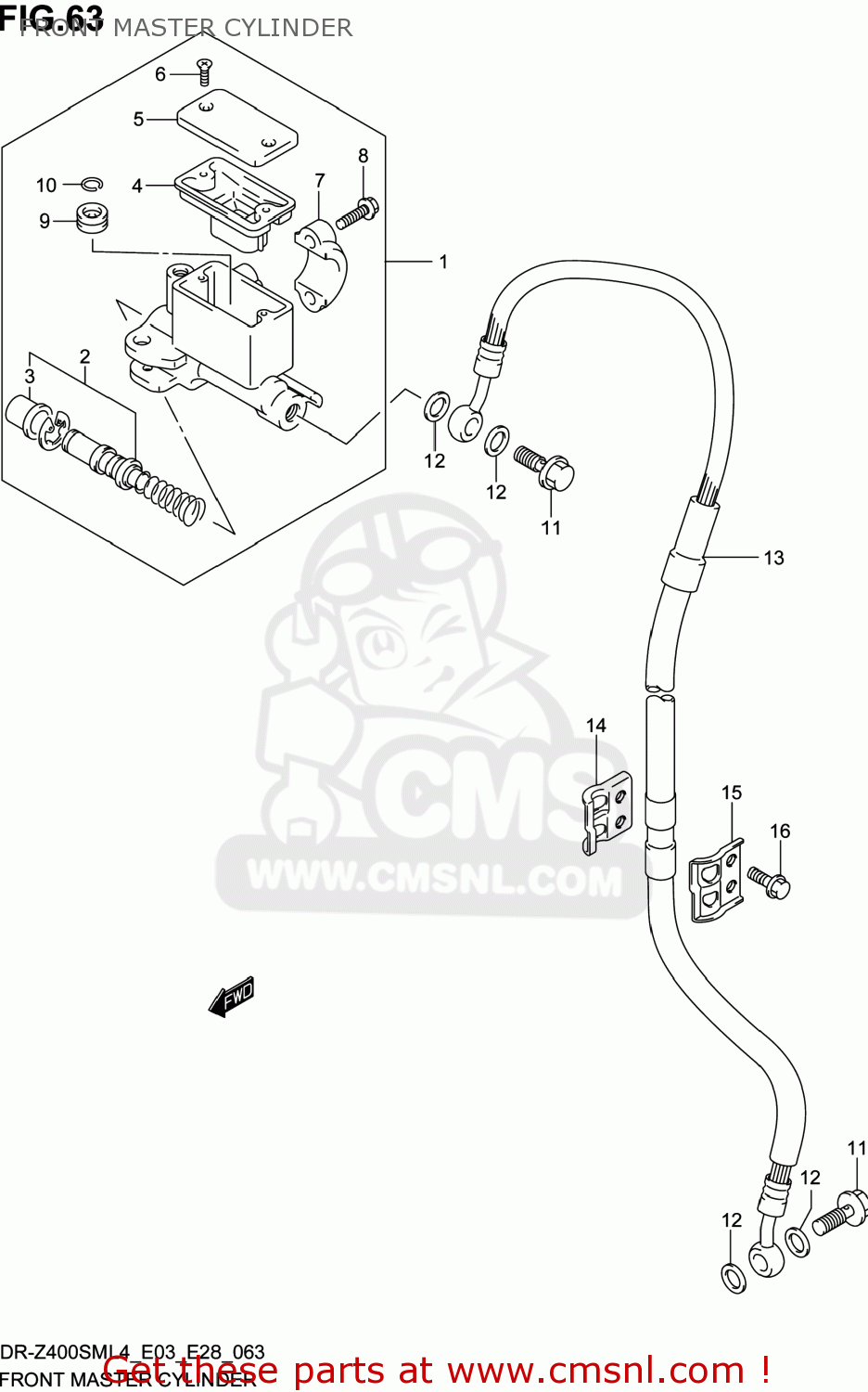 FRONT MASTER CYLINDER DR-Z400SM 2014 (L4) USA (E03) DRZ400SM DR Z400SM
