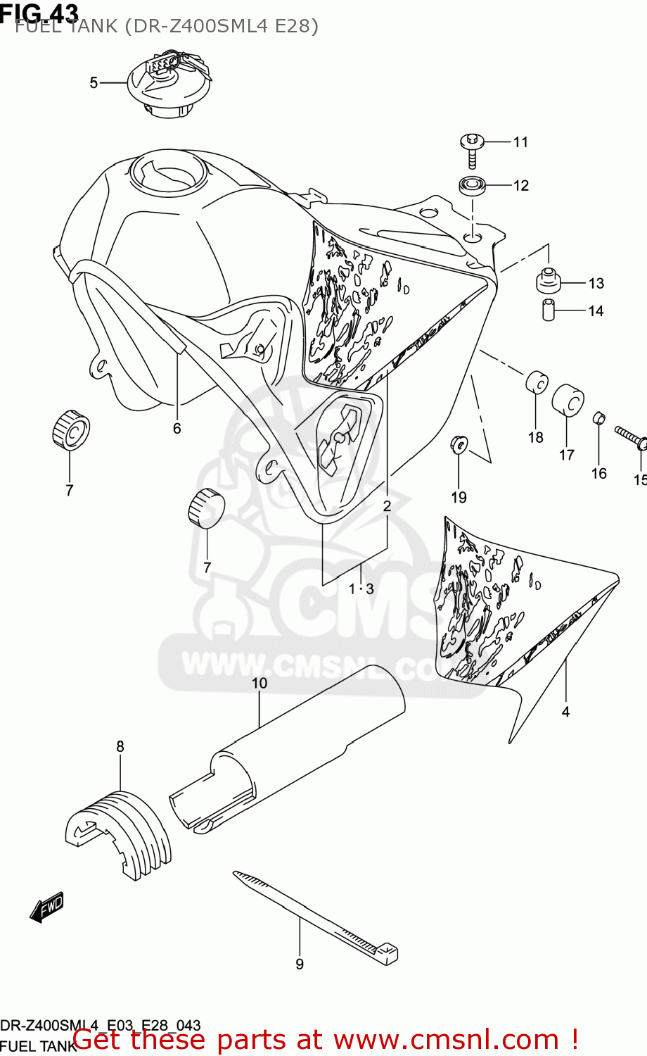 FUEL TANK (DR-Z400SML4 E28) DR-Z400SM 2014 (L4) USA (E03) DRZ400SM DR Z400SM