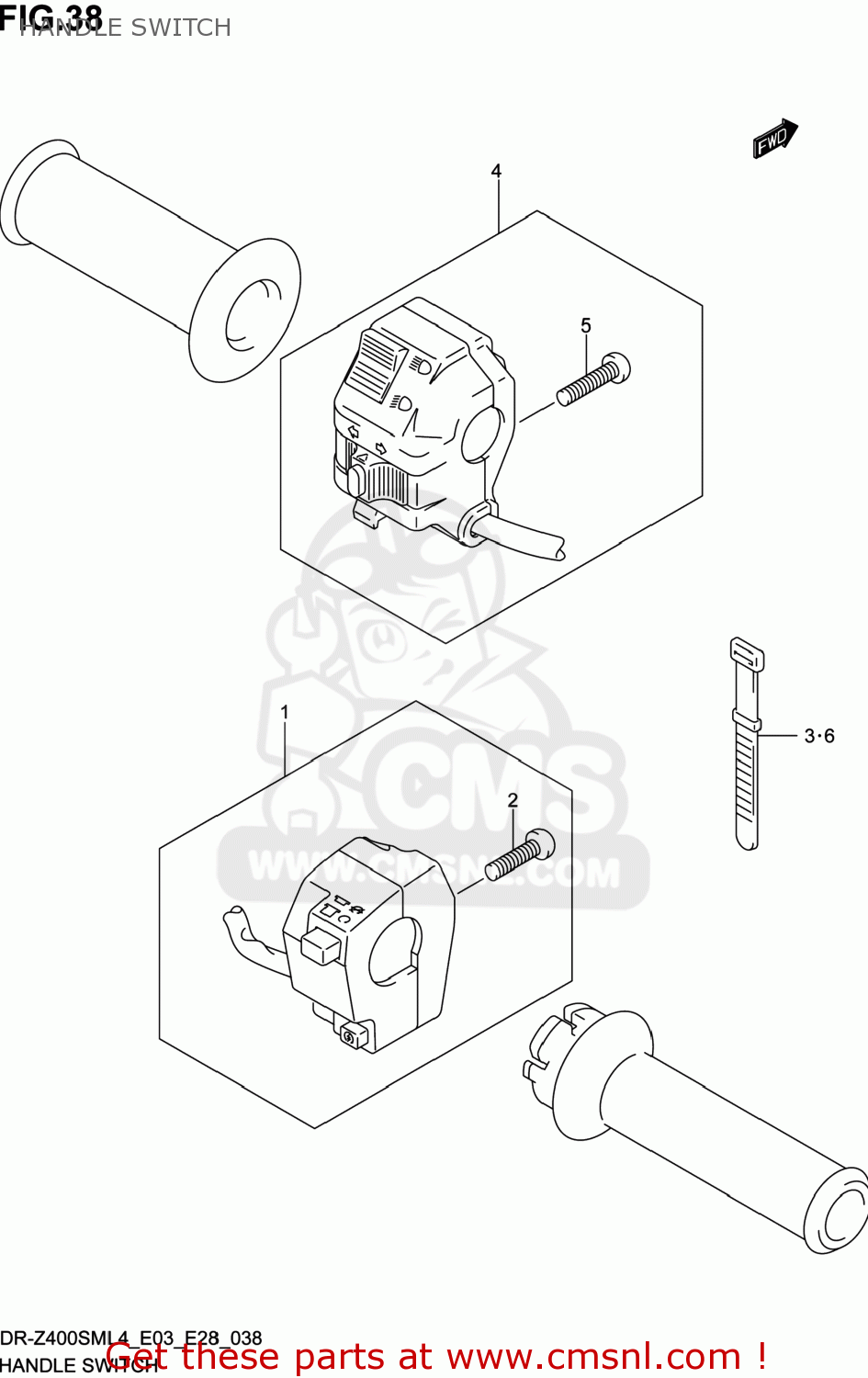 HANDLE SWITCH DR-Z400SM 2014 (L4) USA (E03) DRZ400SM DR Z400SM