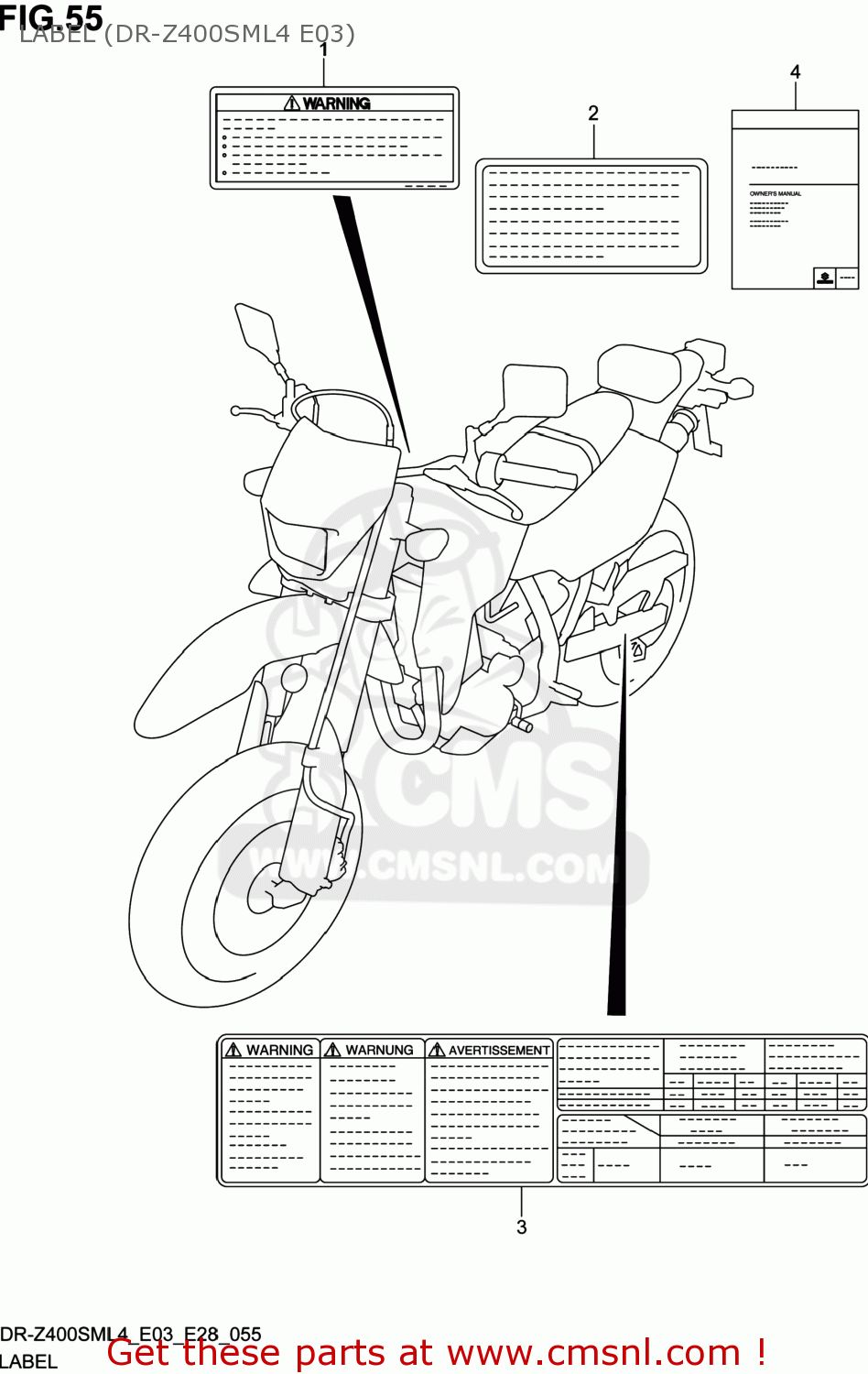 LABEL (DR-Z400SML4 E03) DR-Z400SM 2014 (L4) USA (E03) DRZ400SM DR Z400SM
