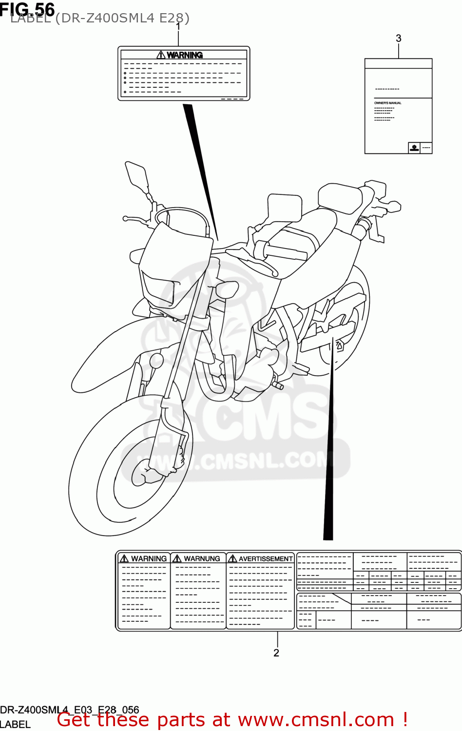 LABEL (DR-Z400SML4 E28) DR-Z400SM 2014 (L4) USA (E03) DRZ400SM DR Z400SM