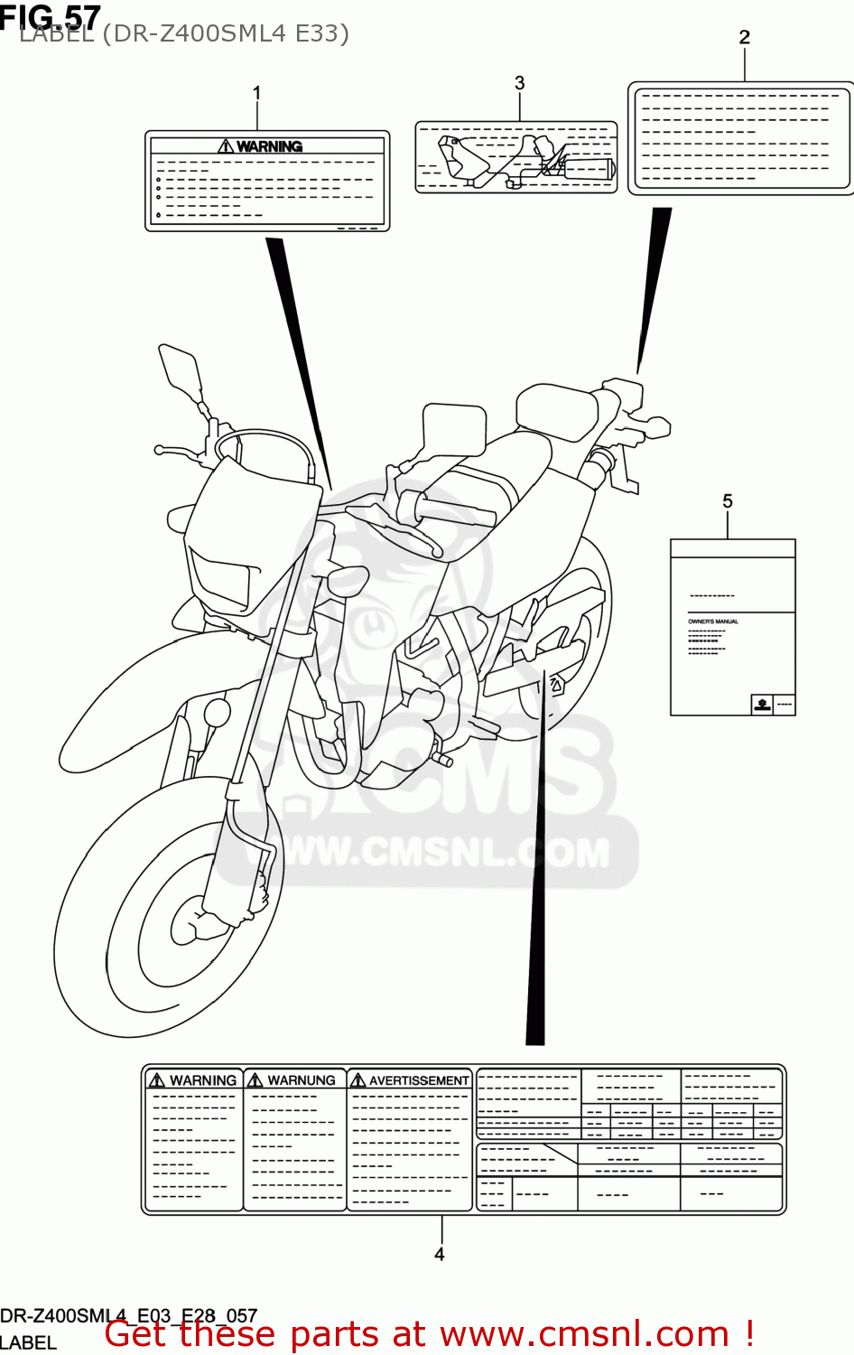 LABEL (DR-Z400SML4 E33) DR-Z400SM 2014 (L4) USA (E03) DRZ400SM DR Z400SM